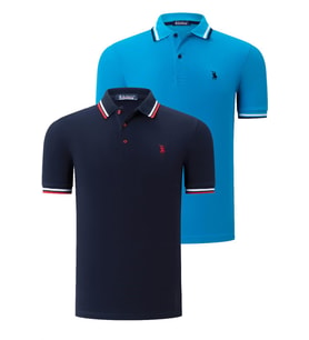 İKİLİ SET T8594 DEWBERRY ERKEK T-SHIRT-LACİVERT-MAVİ