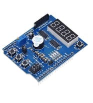 Multi Çok Fonksiyonlu Arduino Shield 7 Segment Buzer Button Pot Servo Analog Ds18b20 Lm35 Servo Led