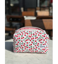 Batekso Mini Kiraz Desenli Makyaj Çantası - Büyük Boy (Kırmızı)