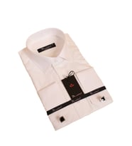Krem Dar Kesim Micro Kumaş Kol Düğmeli Slim Fit Erkek Gömlek - 201-10