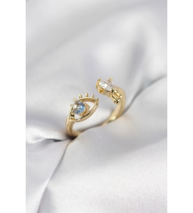 Gözyaşı Model Gold Renk Zirkon Taşlı Kadın Yüzük TJ-BYK4153