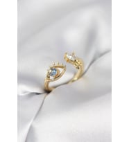 Gözyaşı Model Gold Renk Zirkon Taşlı Kadın Yüzük TJ-BYK4153