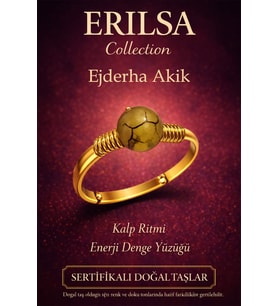 Sertifikalı Kalp Ritmi Enerji Yüzüğü – Ejderha Akik Ayarlanabilir Gold İnce Kasa Aslan Koç Burcu (Çok Renkli)