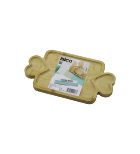 DİKDÖRTGEN 3 BÖLMELİ=2İN1 KALP KULP - BÖLME + 1 AHŞAP BAMBU SERVİS SUNUM TEPSİ - TAHTASI 25 X 14 X 1.4CM (5343)