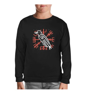 Viking Logo - Karga Siyah Çocuk Sweatshirt