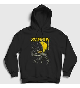 Presmono Unisex Siyah Scorpion V4 Mortal Kombat Kapüşonlu Sweatshirt 147687tt