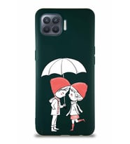 Oppo Reno 4 Lite Soft Premier Kapak Aşk Tasarımlı Silikon Kılıf - Yeşil (Şeffaf)