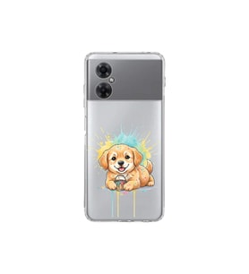 Redmi Note 11R ile Uyumlu Splash Köpek Tasarımlı Şeffaf Silikon Kılıf