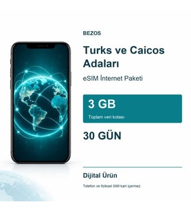 Turks ve Caicos Adaları eSIM İnternet Paketi 3 GB 30 Gün