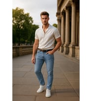 Erkek Skinny Fit Düşük Bel Dar Kesim Dar Paça Likralı Mavi Jean Pantolon