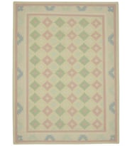 Salon Kilimi Pembe Bej Tonlarında Geometrik Baklava Motifli El Dokuma Etnik Stil