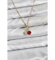 316L Çelik Zincir Gold Renk Kiraz Model Zirkon Taşlı Kadın Kolye 5886 - HPSBYI7638-8450