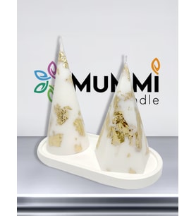 Dekoratif Konik 2 li Mum Seti (Altın-Beyaz)