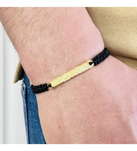 Gümüş Erkek Bileklik 14 Ayar Beyaz, Altın Kaplama, El Örgüsü Şık ve İsim Yazılabilir Modern Tasarım (Gold)