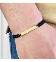 Gümüş Erkek Bileklik 14 Ayar Beyaz, Altın Kaplama, El Örgüsü Şık ve İsim Yazılabilir Modern Tasarım (Gold)