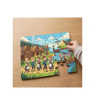 Nörveç Yöresel Kıyafetleri ile Eğlenen Çocuklar Tasarımlı 24 Parça Ahşap Çocuk Puzzle