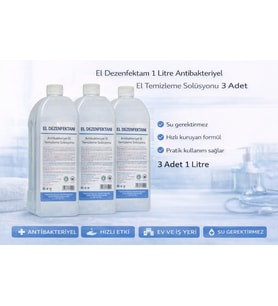 El Dezenfektanı 1 Litre Antibakteriyel El Temizleme Solüsyonu 3 Adet