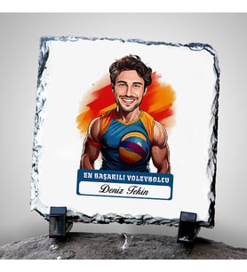 Kişiye Özel Hediye Karikatürlü En Başarılı Erkek Voleybolcu Dekoratif Taş