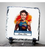Kişiye Özel Hediye Karikatürlü En Başarılı Erkek Voleybolcu Dekoratif Taş
