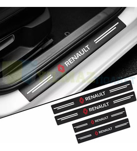 Renault Yeni Logo Arma Karbon Kapı Eşiği Koruma Araba Etiket Oto Sticker Yapıştırma 4 Parça