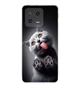 PrintiFy Xiaomi Mi 13 ile Uyumlu Kedi 2 Kamera Korumalı Şeffaf Kılıf