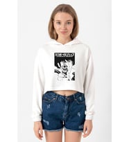 Cowboy Bebop Spike See You Space Cowboy Ekru Kadın Crop Kapşonlu