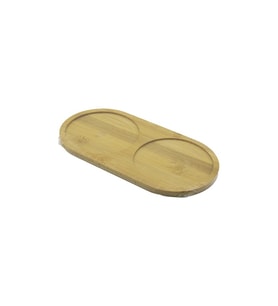 2 BÖLMELİ   OVAL  AHŞAP BAMBU YAĞDANIK ALTLIK  12X24X0.8CM (5343)