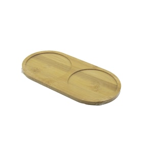 2 BÖLMELİ OVAL AHŞAP BAMBU YAĞDANIK ALTLIK 12X24X0.8CM (5343)
