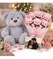 Sevgiliye Romantik Hediye Peluş Ayıcık ve Ayıcık Buketi Sürpriz Hediye