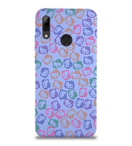 Huawei P Smart 2019 Uyumlu Lansman Kılıf Hello Kitty Tasarımlı İçi Kadife Kapak-Lila (Şeffaf)