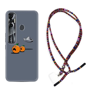 Tecno Spark 6 6 Go 8C 8 Pro 7 7 Pro Kılıf Boyun Asklı Rasta Silikon Orange Escape 1374