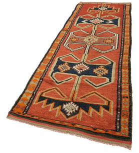 Kırmızı Etnik Halı Geometrik Motifli El Dokuma Koridor Bohem Stil Bordür Detaylı