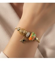 XUPİNG JEWELRY PANDORA  TURUNCU/YEŞİL  ZİRKON TAŞLI BİLEKLİK