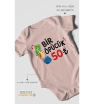 Bir Öpücük 50TL Kısa Kollu Bebek Body %100 Pamuk