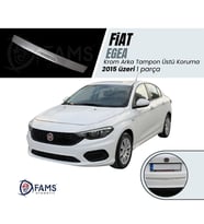 Fiat Egea Krom Arka Tampon Üstü Koruma 2015 üzeri Yazılı Sedan P,Çelik (Taşlı)