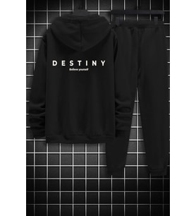 Unisex Destiny Baskılı Eşofman Takımı (Siyah)