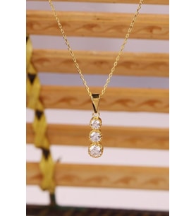 Tria Gümüş Kolye Elmas Modeli Gümüş Kolye (Sarı)