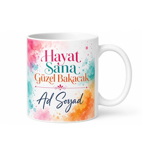 Renkli Yazılı Kişiye Özel Mesajlı Baskılı Kupa Bardak Hediye