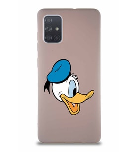 Samsung Galaxy A71 Soft Premier Kapak Donald Duck-F Tasarımlı Silikon Kılıf - Pudra (Şeffaf)