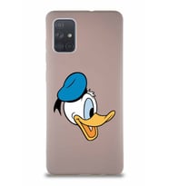 Samsung Galaxy A71 Soft Premier Kapak Donald Duck-F Tasarımlı Silikon Kılıf - Pudra (Şeffaf)