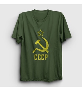 Presmono Unisex Haki Logo CCCP Sovyetler Birliği T-Shirt 266880tt (Haki)