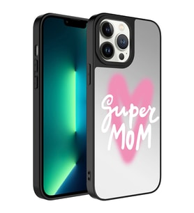 Apple iPhone 13 Pro Max Kılıf Aynalı Desenli Kamera Korumalı Parlak Zore Mirror Kılıf Süper Anne