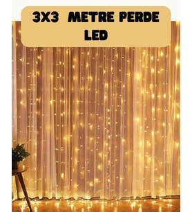 Mey İthalat® 3X3 Metre Perde Led Işık Sıcak Şelale Tasarım Dekoratif Aydınlatma
