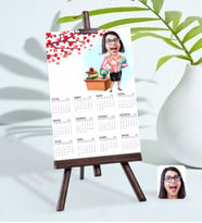 BK Gift Kişiye Özel 15x21 cm Fotoğraf Kartlı Kadın Öğretmen Karikatürlü Şövaleli 2024 Takvim-5