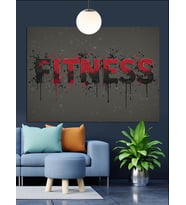Fitness Yazısı Alev Desen Dekoratif Kanvas - Mdf Ahşap Tablo