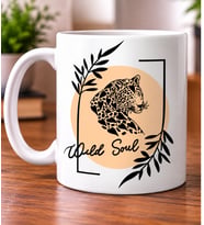 Rebel Soul Yazılı Leopar Desenli Hayvan Severlere Hediye Porselen Kupa Bardak