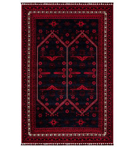 Kırmızı Renkli Afgan Tarzı Altı Kaymaz Şönil Kilim