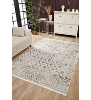 Dijital Kaymaz Yıkanabilir Bej Geometrik Salon Halısı Mutfak Halısı Koridor Halısı Yolluk HLN1840