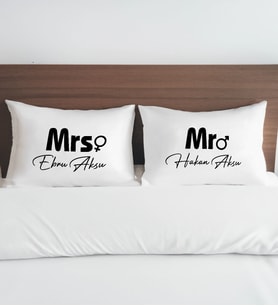 BK Gift Kişiye Özel Sevgili Tasarımlı Pamuklu 2’li Yastık Kılıfı Seti-2 50x70cm, Sevgiliye Hediye, Ev Hediyesi, Tasarım Ev Tekstili
