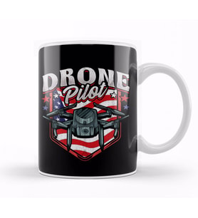 American Flag Drone Pilot Patriotic USA Kupa Bardak Porselen